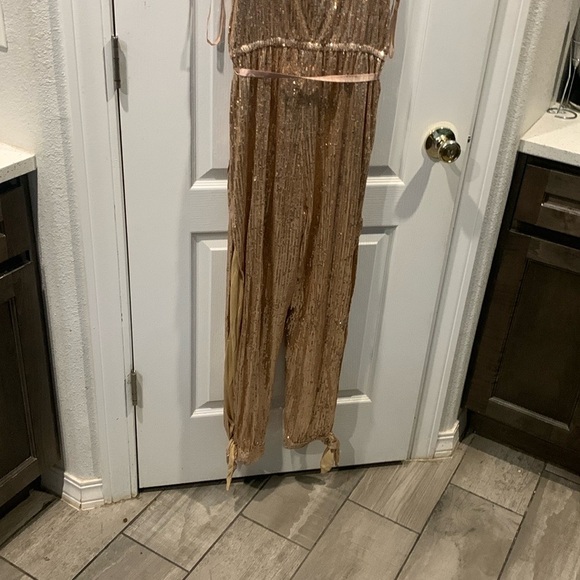 Gold Sequin Jumpsuit with side Alire NWT - Picture 8 of 10